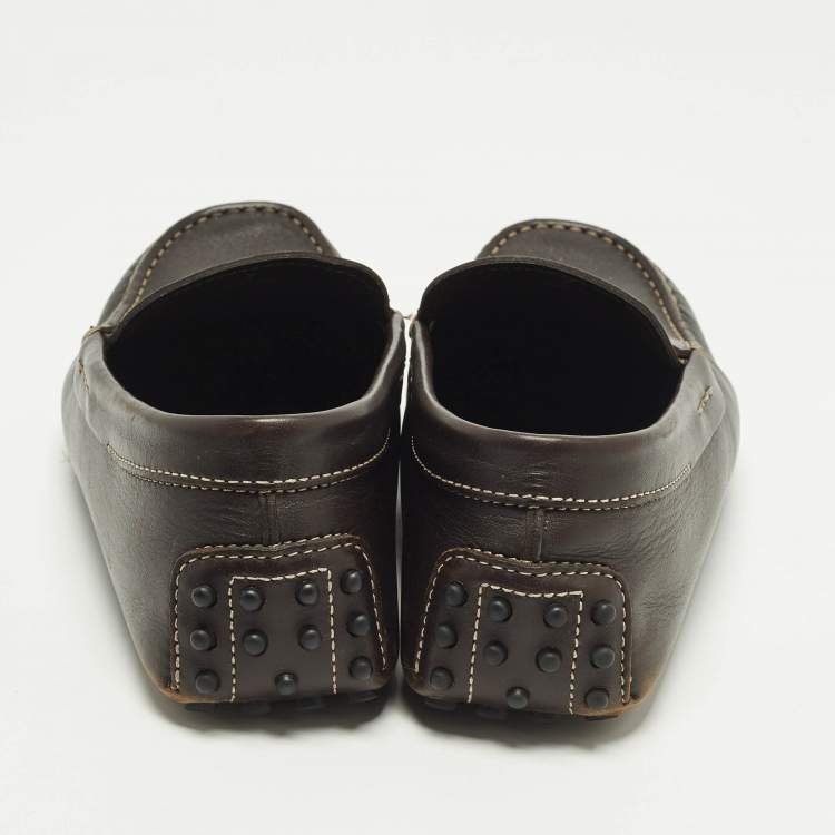 Pre Owned Tod's Gommino Size 41 Dark Brown Leather Driver Loafers