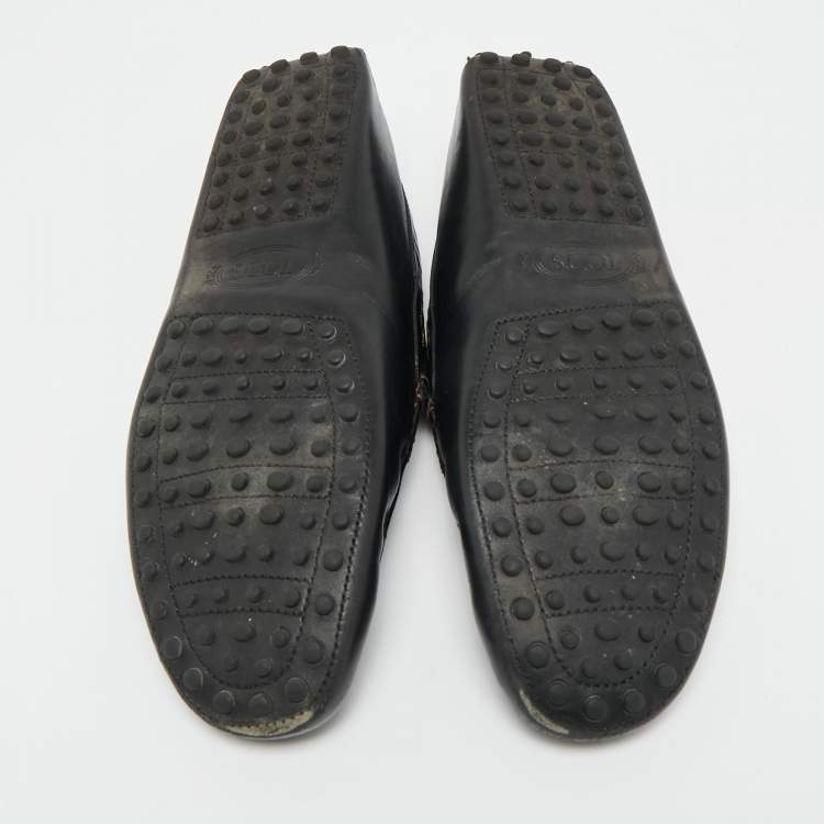 Pre Owned Tod's City Gommino Size 42 Black/Brown Leather Penny Loafers