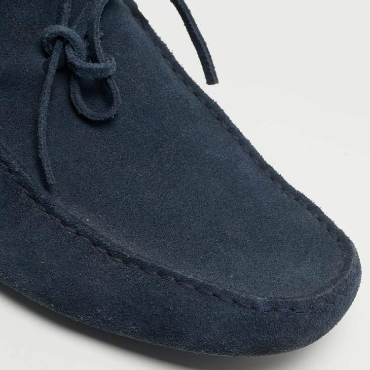 مملوكة مسبقًا Tod's Gommino Size 43 Navy Blue Suede Bow Loafers