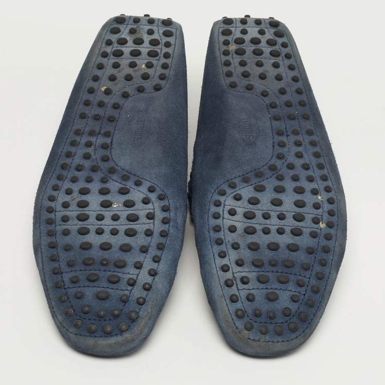 مملوكة مسبقًا Tod's Gommino Size 43 Navy Blue Suede Bow Loafers