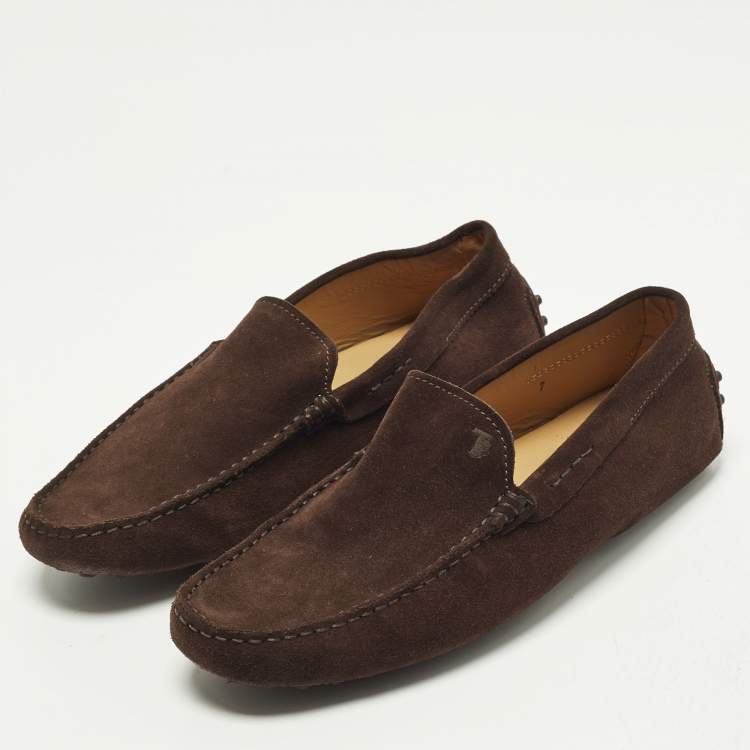 Pre Owned Tod's City Gommino Size 41 Brown Suede Loafers