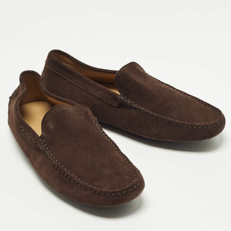 Pre Owned Tod's City Gommino Size 41 Brown Suede Loafers