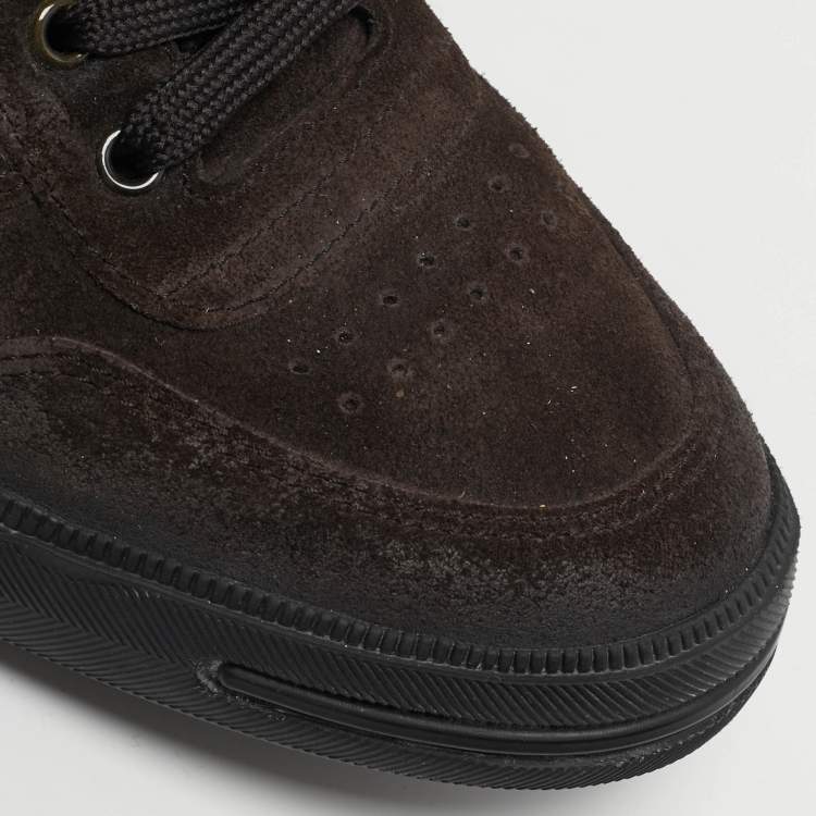 Pre Owned Tod's Size 41 Dark Brown Suede High Top Sneakers