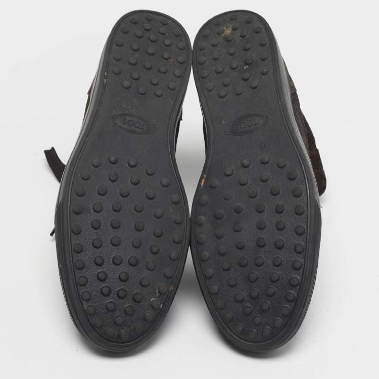 Pre Owned Tod's Size 41 Dark Brown Suede High Top Sneakers