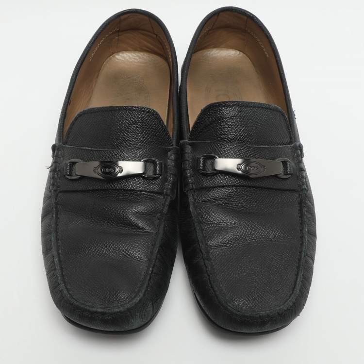 Pre Owned Tod's Size 40 Black Leather Loafers