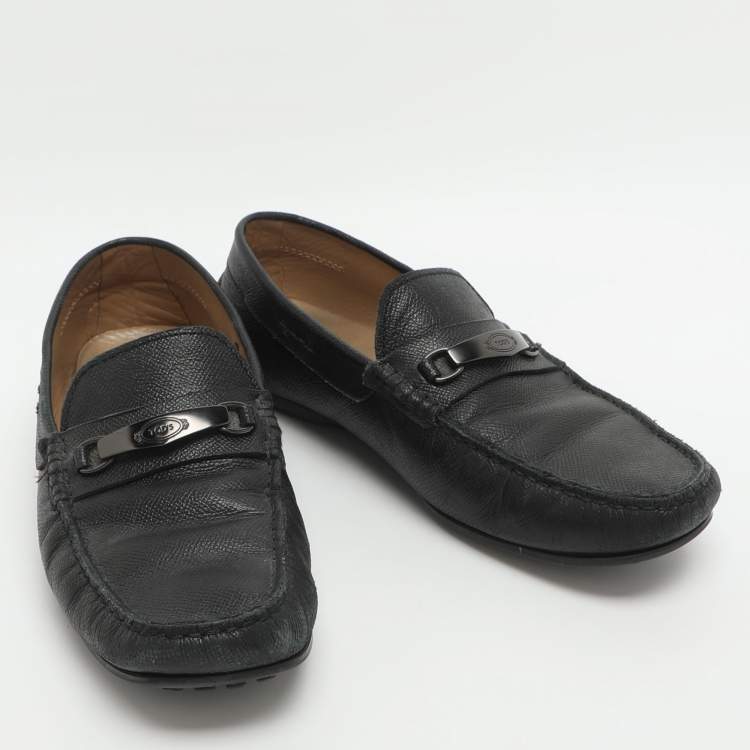 Pre Owned Tod's Size 40 Black Leather Loafers
