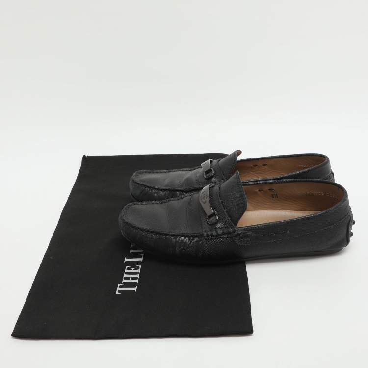 Pre Owned Tod's Size 40 Black Leather Loafers