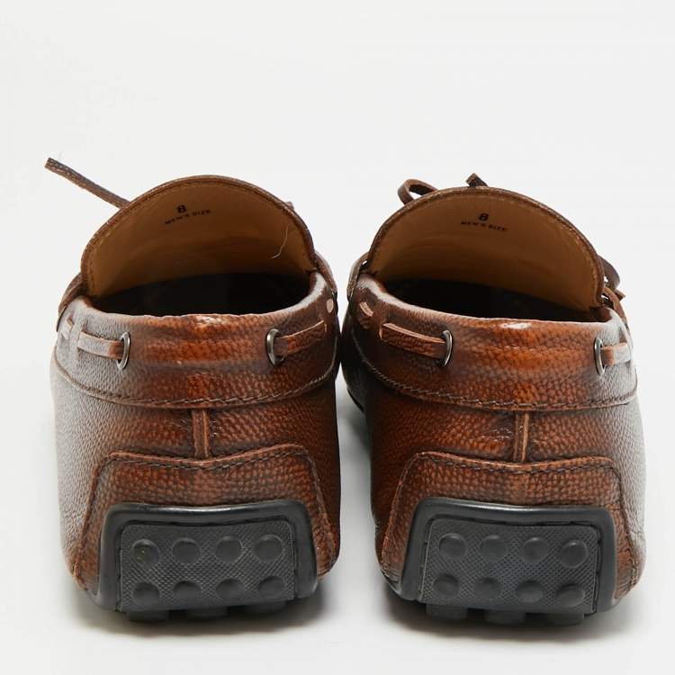 Pre Owned Tod's Gommino Ciry Size 42 Brown Leather Loafers