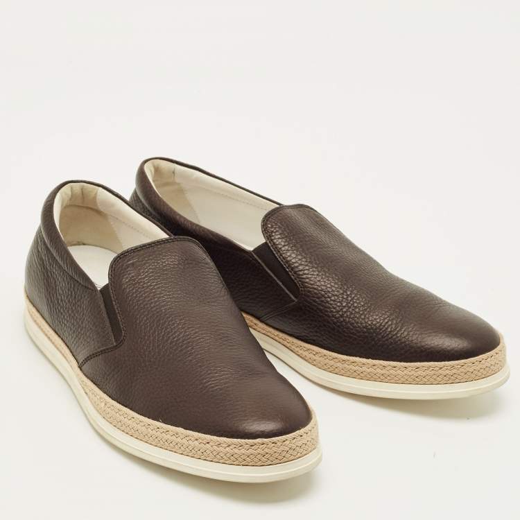 Pre Owned Tod's Size 40 Black Leather Slip On Sneakers