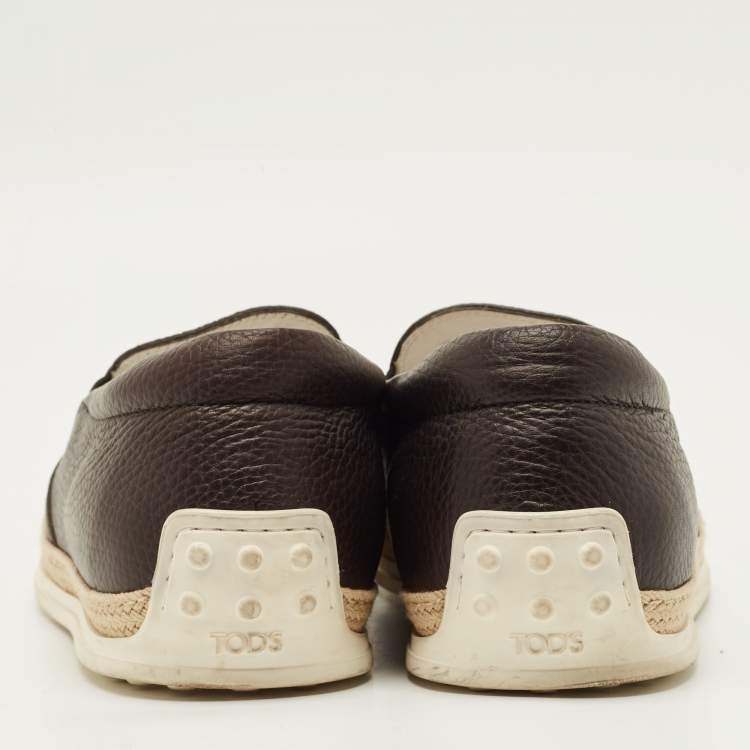 Pre Owned Tod's Size 40 Black Leather Slip On Sneakers