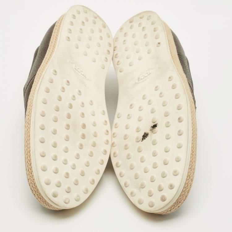 Pre Owned Tod's Size 40 Black Leather Slip On Sneakers