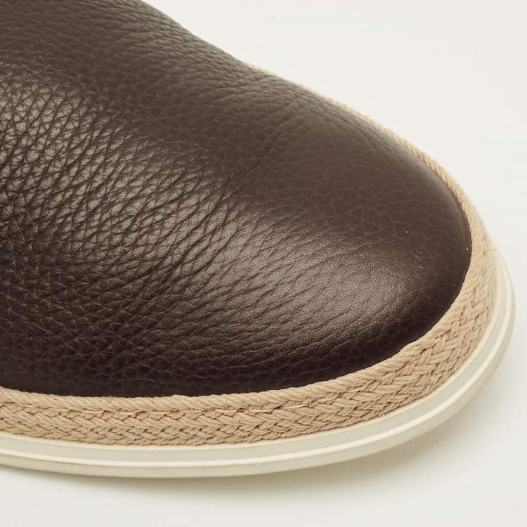 Pre Owned Tod's Size 40 Black Leather Slip On Sneakers