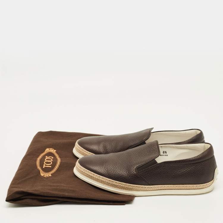 Pre Owned Tod's Size 40 Black Leather Slip On Sneakers