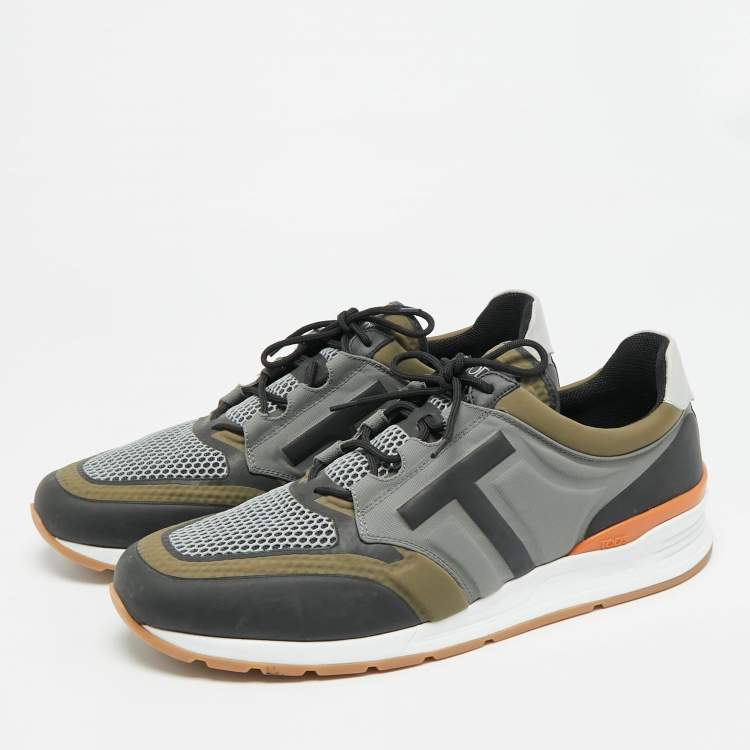 Pre Owned Tod's Size 47 Multicolor Canvas and Mesh Low Top Sneakers