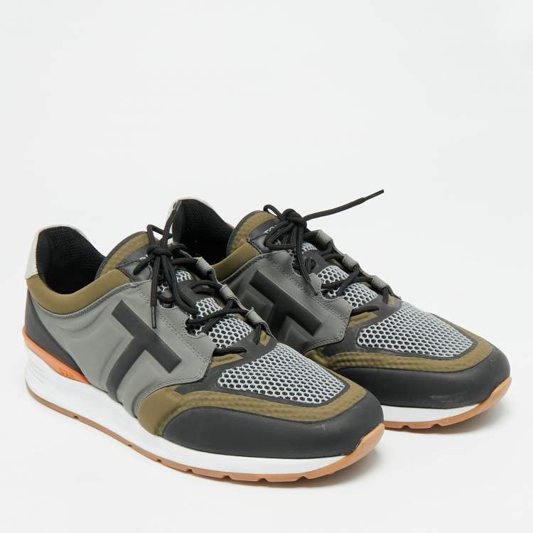 Pre Owned Tod's Size 47 Multicolor Canvas and Mesh Low Top Sneakers