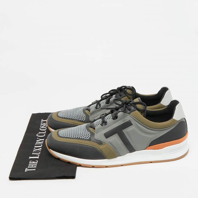 Pre Owned Tod's Size 47 Multicolor Canvas and Mesh Low Top Sneakers