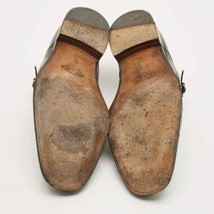 Pre Owned Tod's Size 44.5 Black Single Flap Monk Strap Shoes