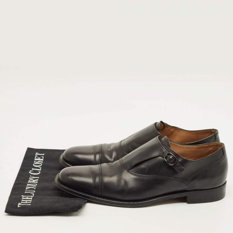 Pre Owned Tod's Size 44.5 Black Single Flap Monk Strap Shoes