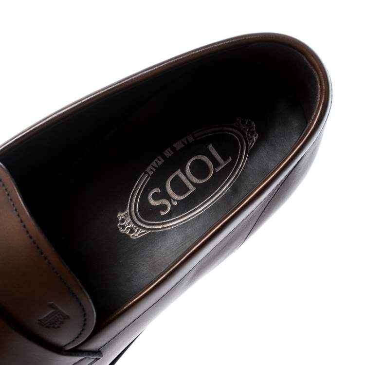 Pre Owned Tod's Brown Leather Penny Loafers Size 42