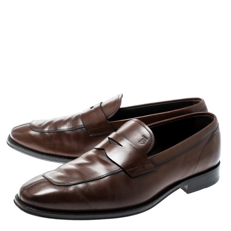 Pre Owned Tod's Brown Leather Penny Loafers Size 42