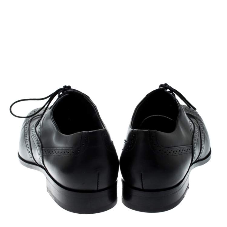 Pre Owned Tod's Black Brogue Leather Lace Up Oxford Size 44