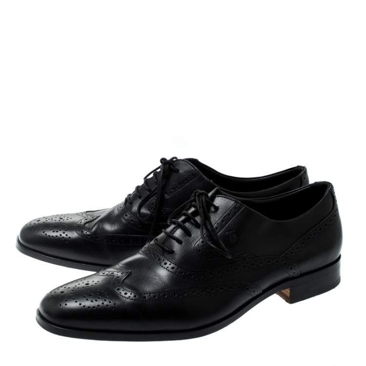 Pre Owned Tod's Black Brogue Leather Lace Up Oxford Size 44