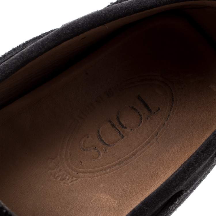 Pre Owned Tod’s Grey Suede Bow Slip On Loafers Size 41
