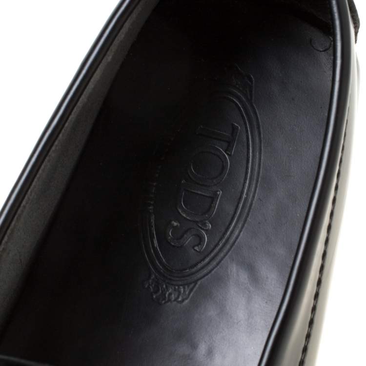 Pre Owned Tod's Black Leather Gommino Loafers Size 44