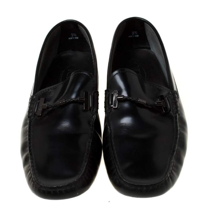 Pre Owned Tod's Black Leather Gommino Loafers Size 44