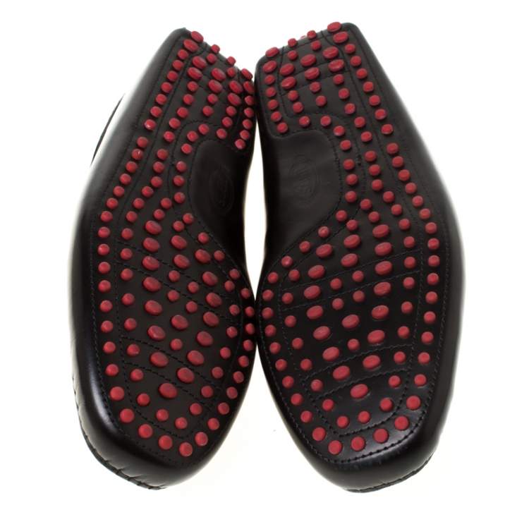 Pre Owned Tod's for Ferrari Black Leather Loafers Size 45