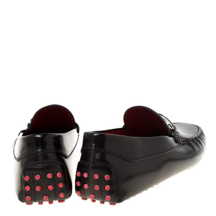 Pre Owned Tod's for Ferrari Black Leather Loafers Size 45