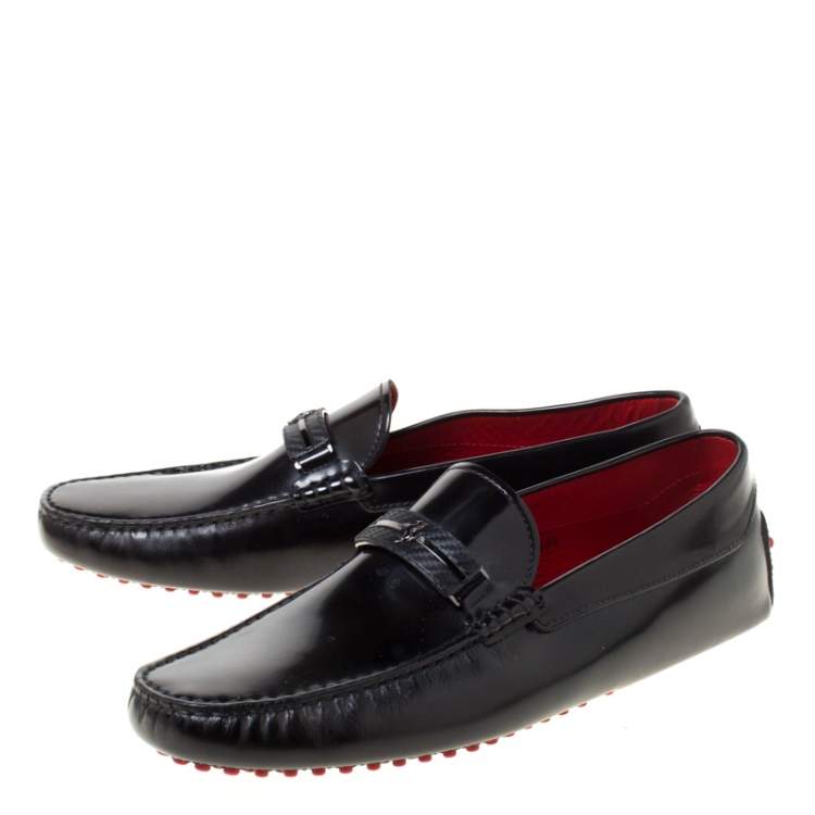Pre Owned Tod's for Ferrari Black Leather Loafers Size 45