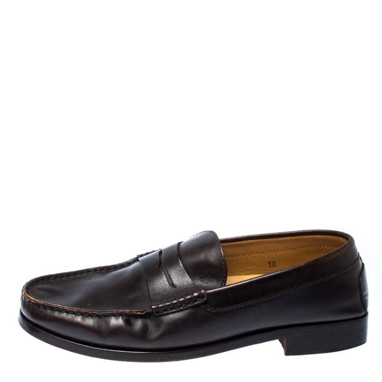 Pre Owned Tod's Dark Brown Leather Penny Loafers Size 44.5