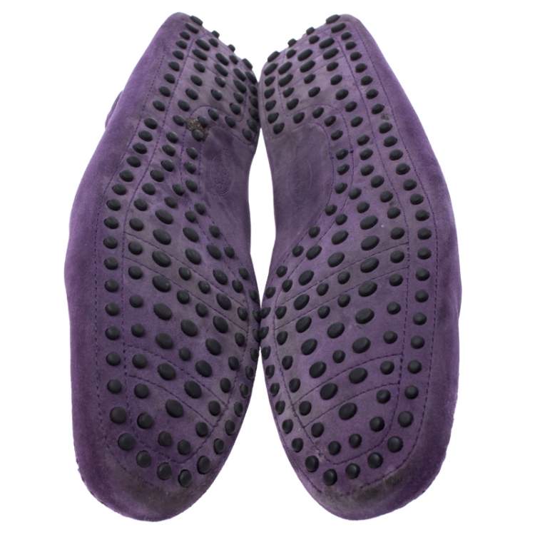 purple loafers with spikes