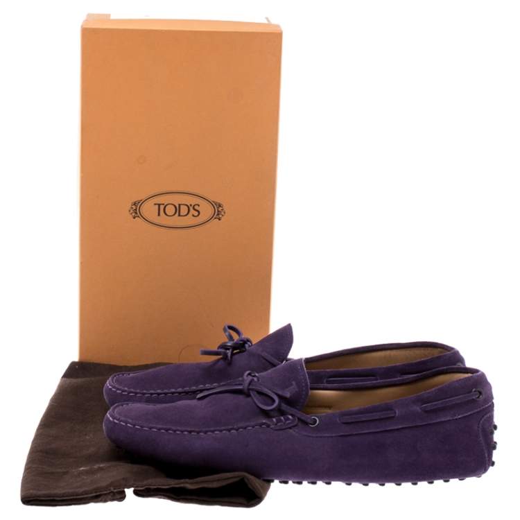 Tod's Purple Suede Leather Bow Slip On 