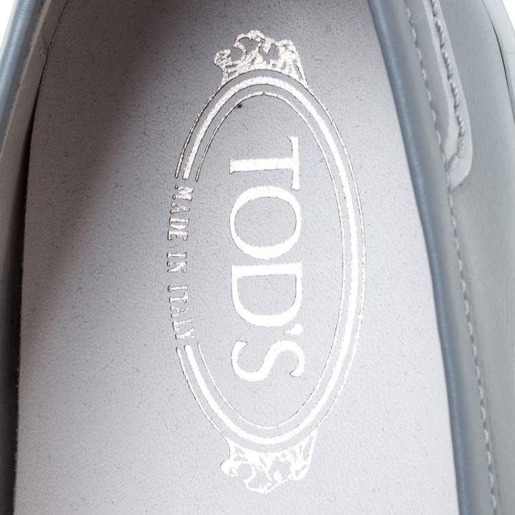Pre Owned Tod's Grey/Blue Leather Paint Splotch Slip On Sneakers Size 43
