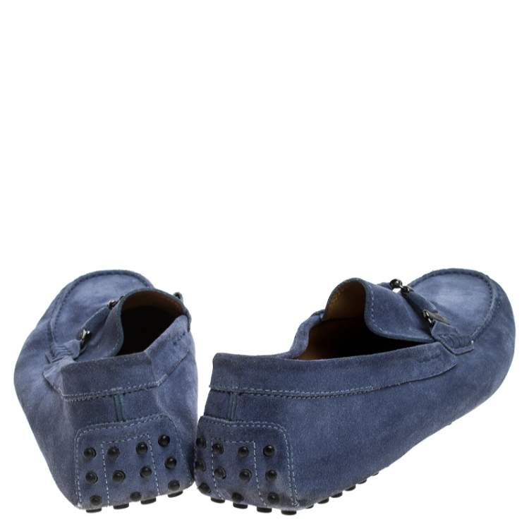 مملوكة مسبقًا Tod's Blue Suede Bit Loafers Size 44.5
