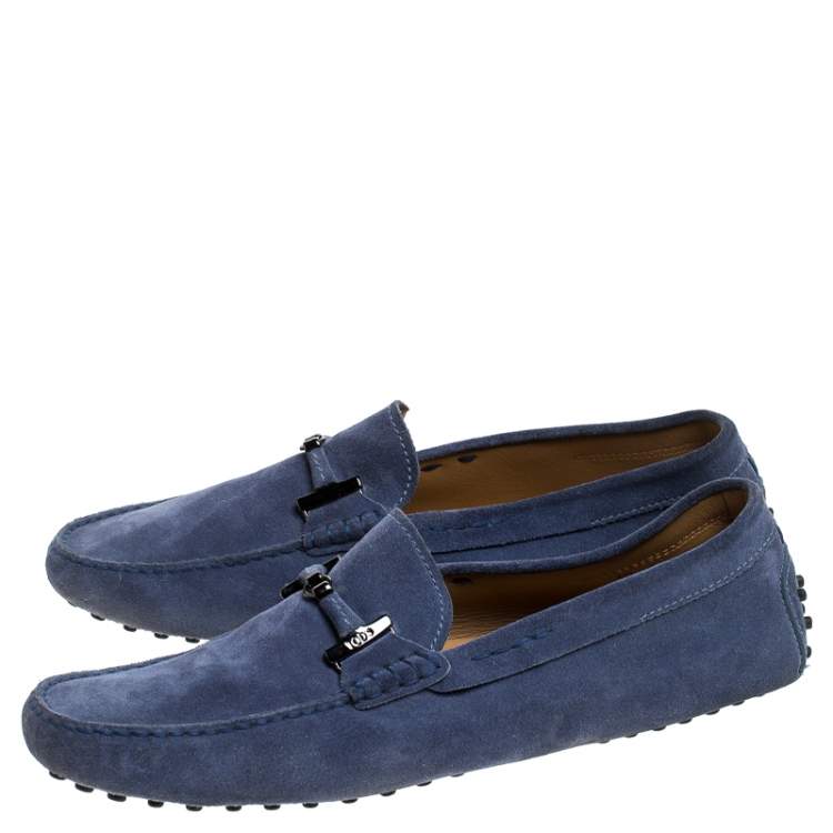 مملوكة مسبقًا Tod's Blue Suede Bit Loafers Size 44.5