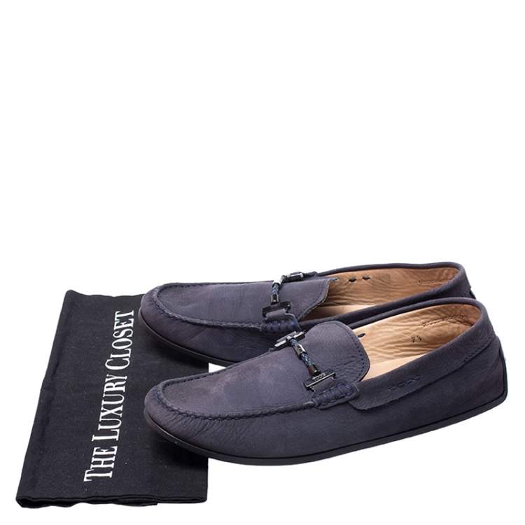 مملوكة مسبقًا Tod's Blue Nubuck Braided Bit Loafers Size 41.5