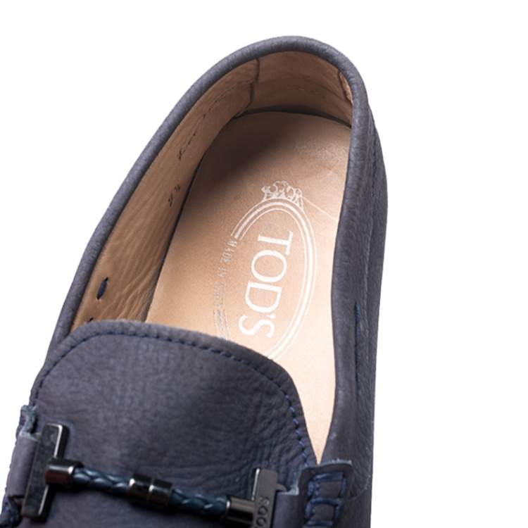 مملوكة مسبقًا Tod's Blue Nubuck Braided Bit Loafers Size 41.5