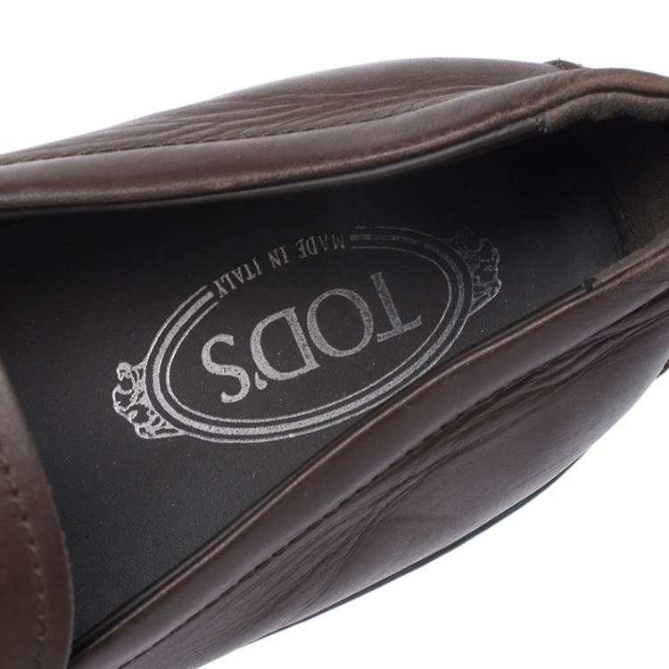 Pre Owned Tod's Brown Leather Slip On Penny Loafers Size 44