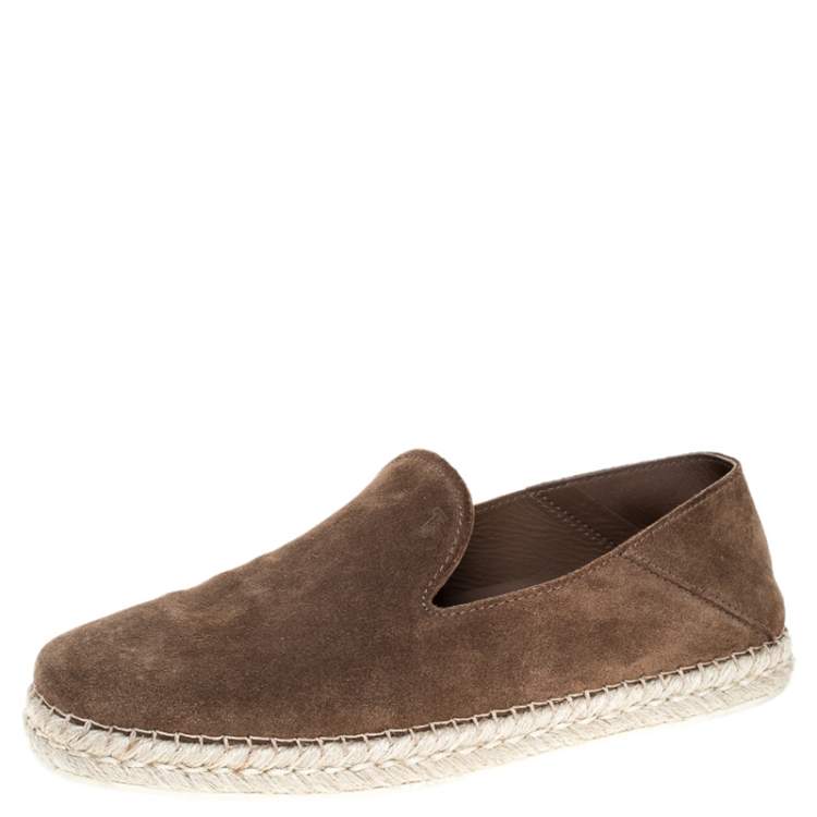 Tod's Brown Suede Collapsible-heel Espadrille Loafers Size 39.5 