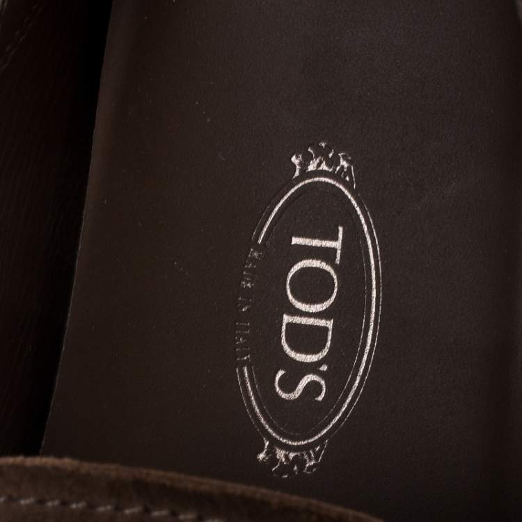 Pre Owned Tod’s Brown Suede Collapsible-heel Espadrille Loafers Size 39.5