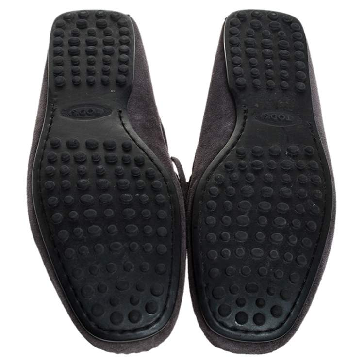 مملوكة مسبقًا Tod's Grey Suede City Gommino Bow Loafers Size 40