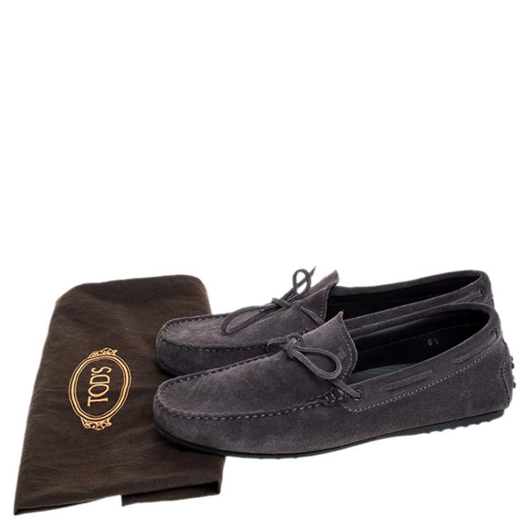 مملوكة مسبقًا Tod's Grey Suede City Gommino Bow Loafers Size 40