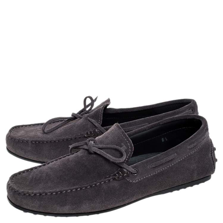 مملوكة مسبقًا Tod's Grey Suede City Gommino Bow Loafers Size 40