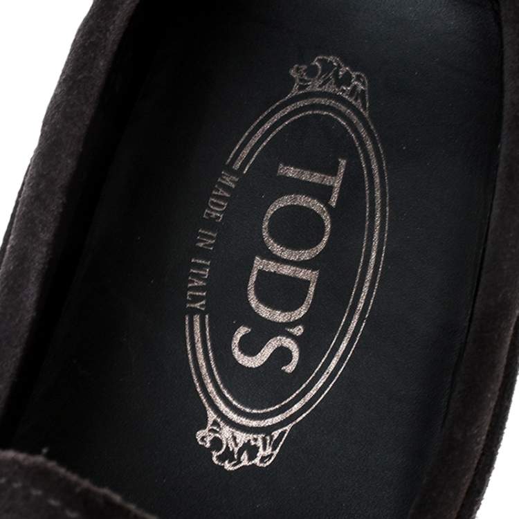 مملوكة مسبقًا Tod's Grey Suede City Gommino Bow Loafers Size 40