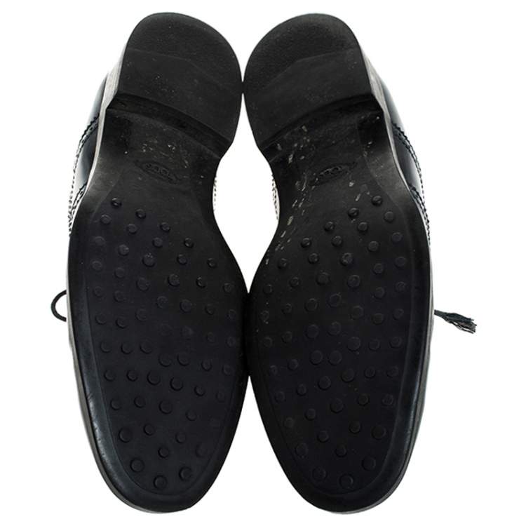 Pre Owned Tod's Two Tone Blue/Black Leather Lace Up Brogue Oxfords Size 41
