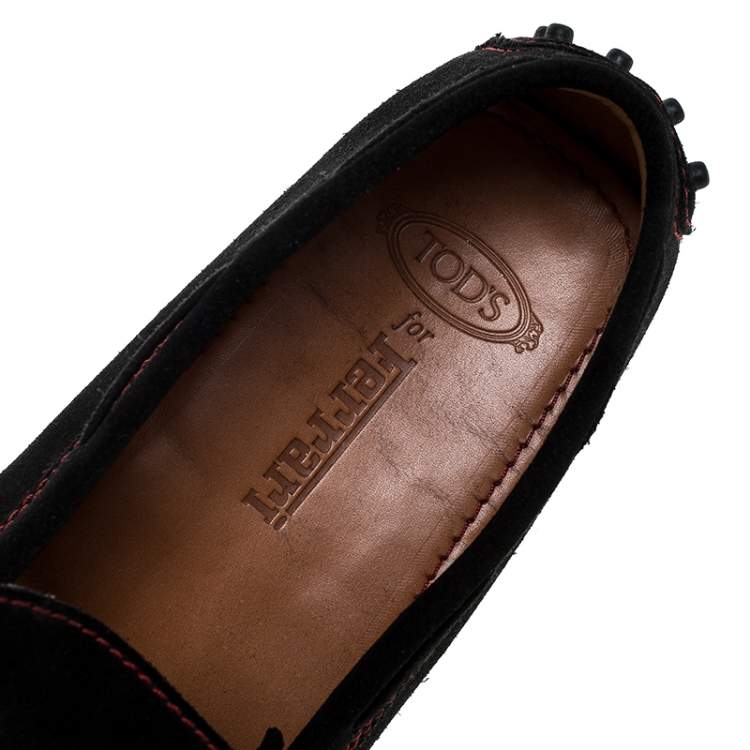 Pre Owned Tod's for Ferrari Black Suede Bow Loafers Size 44