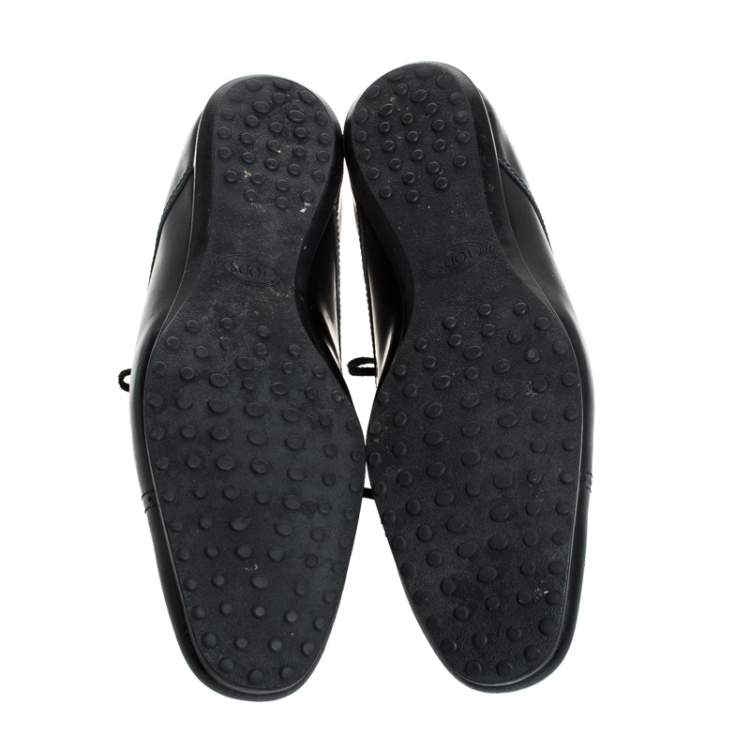 Pre Owned Tod's Black Leather Brogue Detail Lace Up Derby Size 43